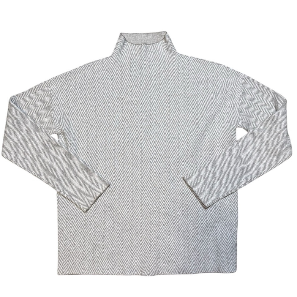 Christian Siriano Women’s S Beige Herringbone Mock Neck Sweater Neutral